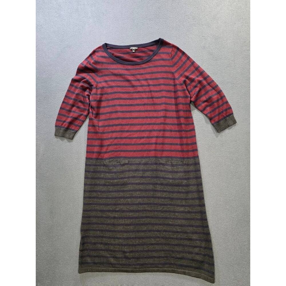 Talbots Wool blend Dress Knit Stripes Pockets Red Grey Blue Size 1X A010514 - Picture 2 of 8